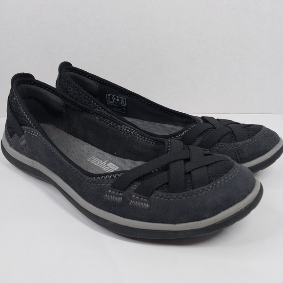Clarks Privo Soft Cushion Womens Size 7.5 W Black Mesh Slip On Comfort Flats - Picture 1 of 10